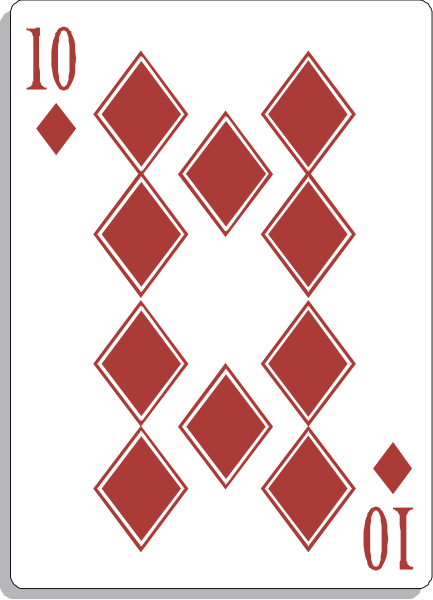 The card shows a diamond pattern with red diamonds on white backgrounds within each of four larger squares against an overall black backdrop; there is no text present in this image.