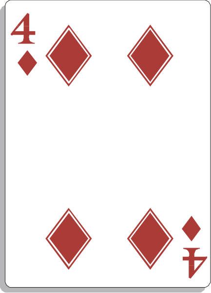 The card shows a royal flush of diamonds with four aces on top.