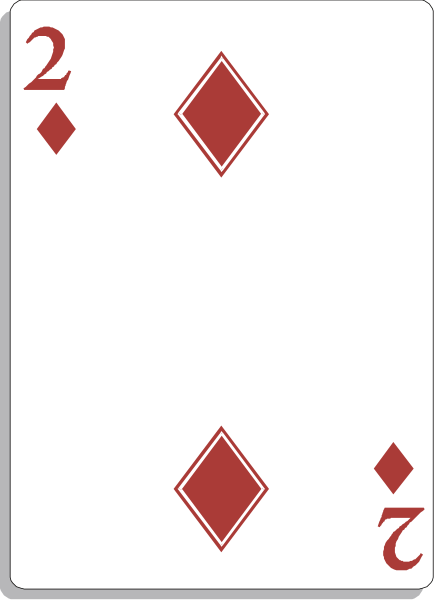 The card shows a royal flush poker hand with diamonds: 2 of hearts, Ace of spades, King of clubs, Queen of diamonds, Jack of spades. It also has two red aces and is part of an advertisement for playing cards or possibly online gambling. There are no people, animals, actions, setting details visible in the image provided. The focus here is on the card itself with its symbols indicating a royal flush hand.