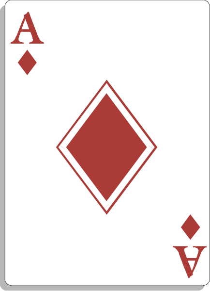 The card shows a diamond shape with an ace of spades on it against a white background.
