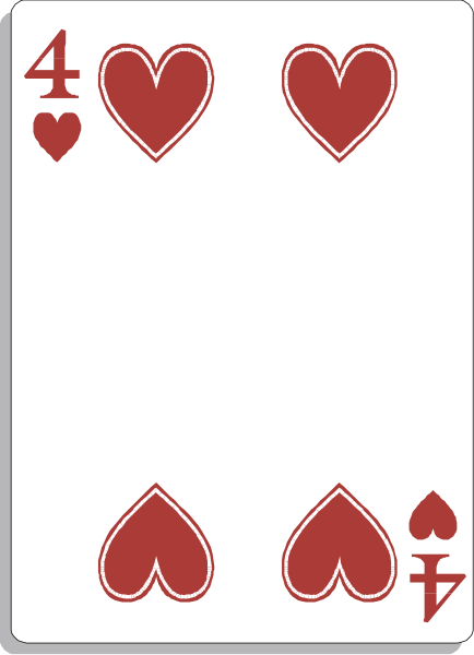 The card shows a royal flush of hearts with four aces on top.