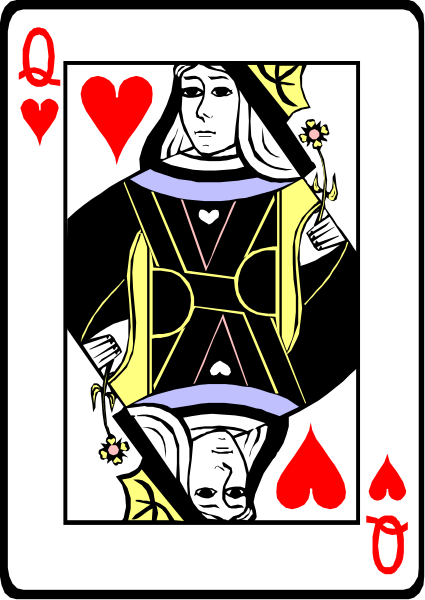 The card shows a person holding an ace of spades playing cards with hearts on them; there is also another face visible in reflection at bottom right corner.