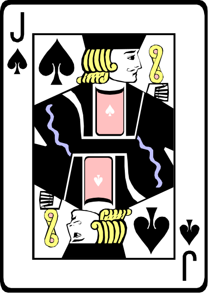 The card shows a joker playing cards with an ace of spades on top; there is no text present within this image.