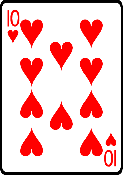 The card shows a royal flush of hearts with four aces on top.