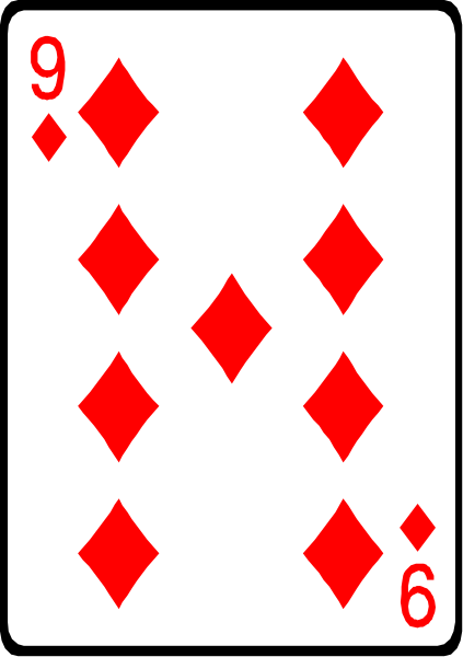 The card shows a royal flush of diamonds with six hearts on it; there is no text present within this small clip-art image.