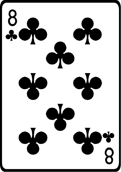 The card shows a royal flush of spades with four aces and an eight on top.