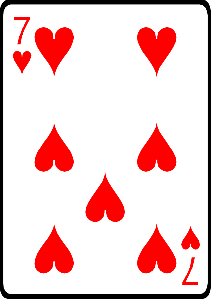 The card shows a royal flush of hearts with four aces on top.