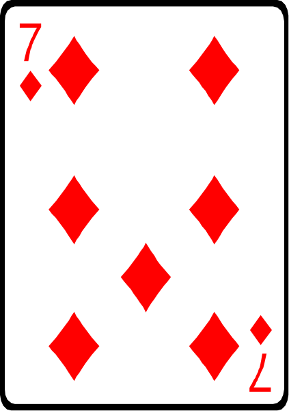 The card shows a royal flush of diamonds with hearts as backdrop on playing cards.