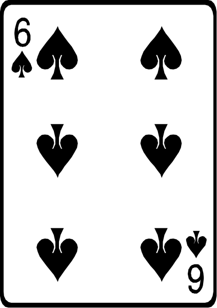 The card shows a royal flush of spades with hearts as back design on each suit symbol.