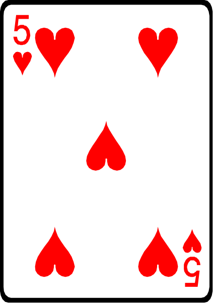 The card shows a royal flush of spades with hearts as jokers on it.