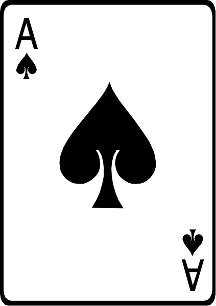 The card shows a black ace of spades with white pips on it against an off-white background.