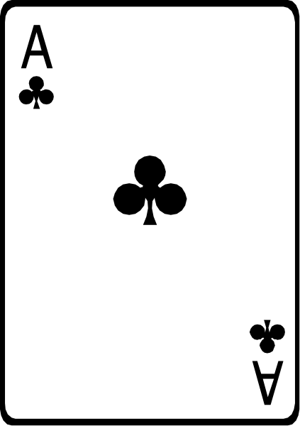The card shows a spade with an ace of hearts on top, indicating it's from a deck used for playing poker.