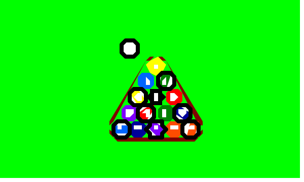 The image shows a green field with several colorful items scattered across it; there is no text present within this small clip-art picture.