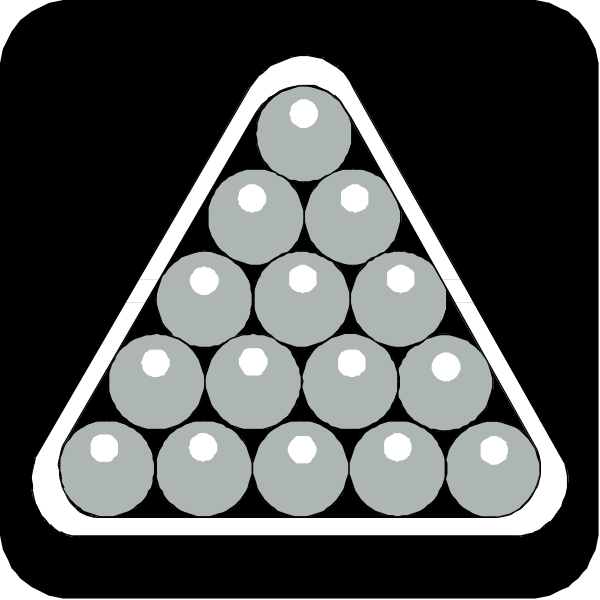 The image shows a black triangle with white dots inside it against a dark background.