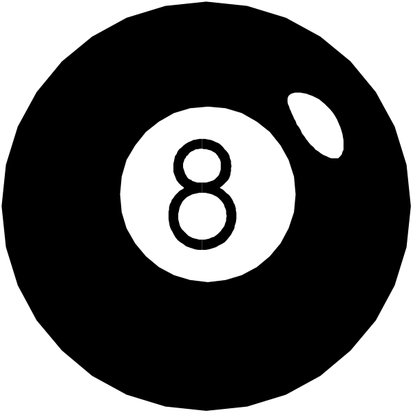 The black number eight on a white background with no additional context provided by other elements within the frame of this clip-art image.