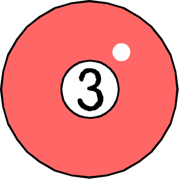 The image shows two red balls with a white number "3" on each ball placed next to another similar-looking object that has three black dots in it instead of numbers.