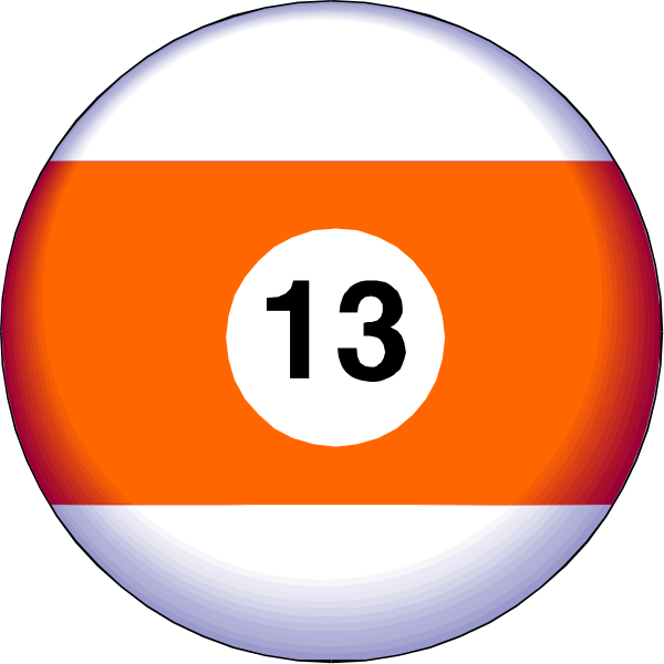 The image shows two pool balls with a number "13" on them against a black background.