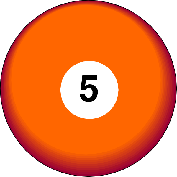 The image shows a red pool ball with white numbers on it placed inside an orange circle that has two concentric circles around it against a black background.