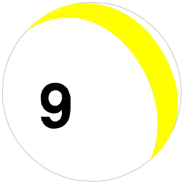 The image shows a closeup of two pool balls with numbers on them: 9 is yellow and white, while 10 (or possibly an "X" for ball in pocket) has no visible number but appears to be solid black. There's also what looks like a cue stick or handle at the bottom right corner where you would typically hold it when playing pool. The background of this image is not clearly defined, so I cannot provide details about that aspect.