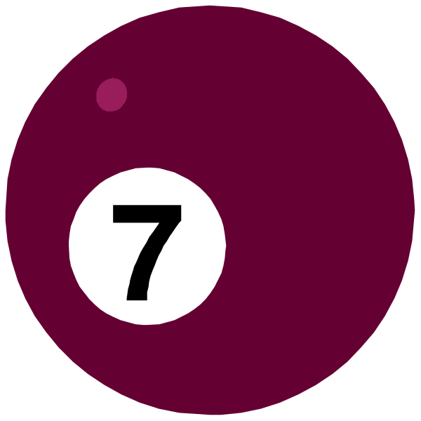 The image shows a closeup of three pool balls with numbers on them: 7 is purple, 6 is pink, and 8 is white; all against a black background. There's no cue ball in this shot as it would be out of frame from this angle. It appears to represent the numbered pockets or racks used for playing billiards. The balls are arranged with one on top of another forming an ascending order by their numbers, and they have a glossy surface suggesting that these might be actual pool balls rather than clip-art representations.