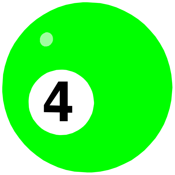 The image shows a closeup of two green pool balls with numbers 4 on top left ball and number 6 on bottom right ball against a black background. There is no other visible content in this clip-art image, which focuses solely on these objects without any additional context or setting provided by the art style itself.