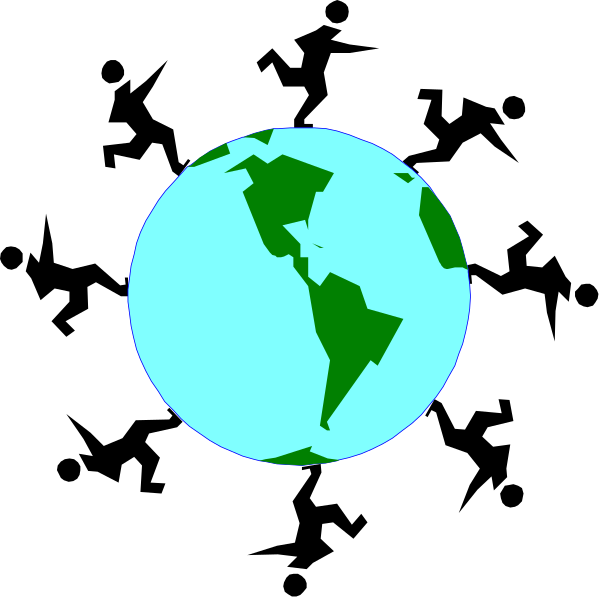 The image shows a stylized representation of Earth with continents outlined against a black background; it is depicted as if viewed from space but without any visible landmarks to identify specific countries or regions.