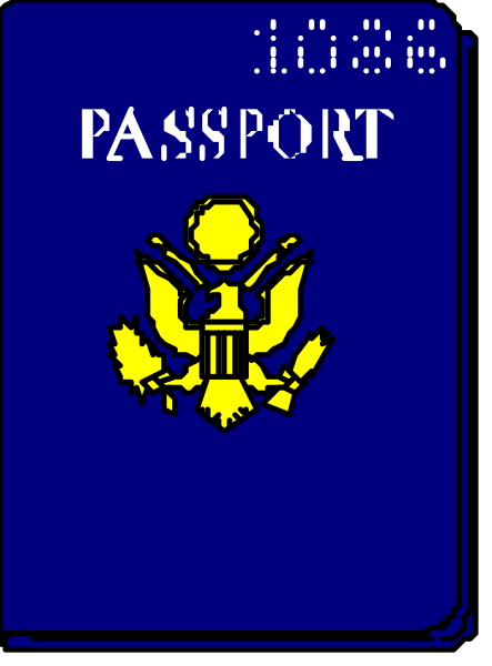 The image shows a blue passport with an American flag design on it, featuring text that reads "U.S PASSPORT" in white letters at top center of cover page; below this is a yellow eagle emblem and to its right side there's a gold-colored shield bearing the words "E PLURIBUS UNUM."