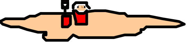 The image shows a pixelated scene with two red shoes on top of what appears to be sandy ground against an overcast sky background.