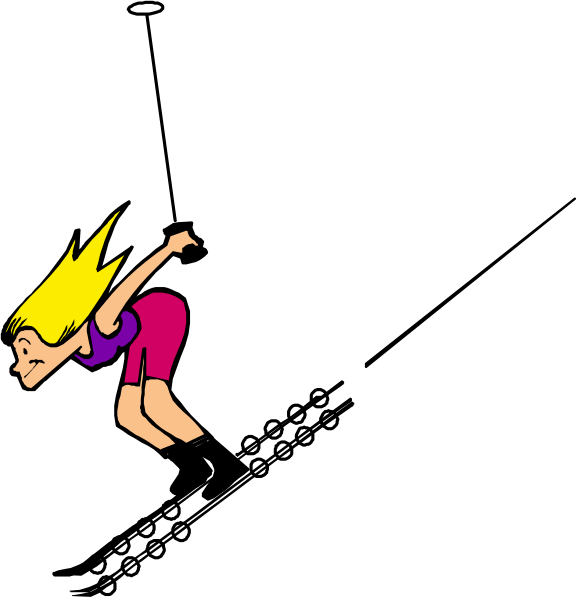 The image shows a cartoon of two panels with different scenes: In panel 1, there is an animated girl falling from her skateboard; in panel 2, she lands on one foot after losing balance and appears to be looking down at where she fell off her board. She has blonde hair tied back into pigtails, wears a pink top with white shorts or pants underneath, and the background is black without any distinguishable features. The style of animation suggests it could be from an animated show or film intended for children's entertainment due to its simple yet expressive character