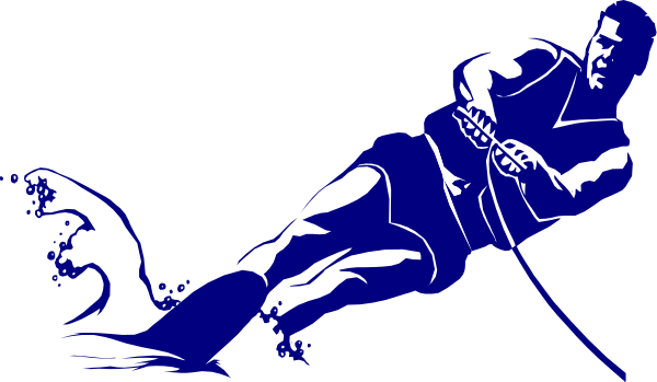The black and white silhouette of a person lying down with their legs crossed over each other on what appears to be an animal's back in front of them.