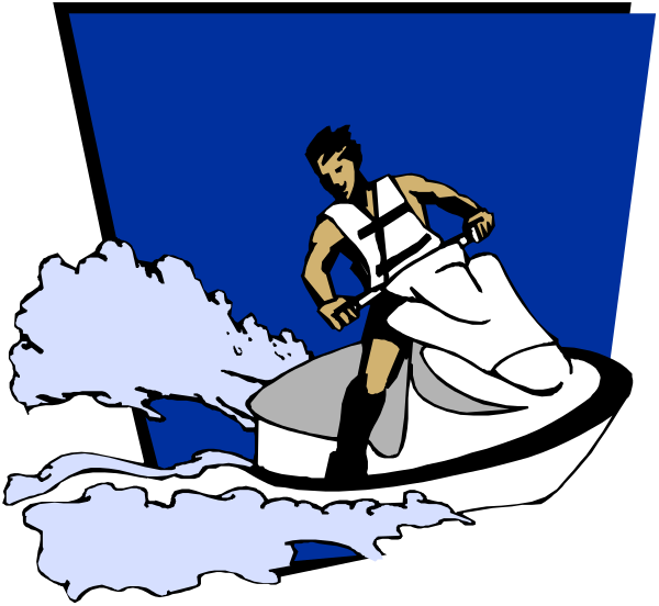 The image shows a black and white comic strip featuring two panels of an animated character riding on top of water while holding onto what appears to be a surfboard-like object with wings attached at one end.