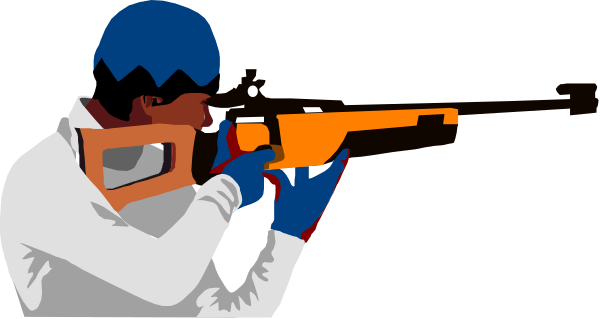 The image shows two animated characters holding guns with a dark background; there's no text present.