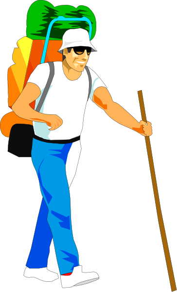 The illustration shows a man with sunglasses pushing an elderly person on rollerskis down what appears to be a sidewalk in front of palm trees under clear skies during daylight hours.