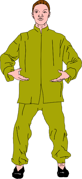 The image shows a person standing with their arms outstretched against a black background; there is no text present on this clip-art illustration.