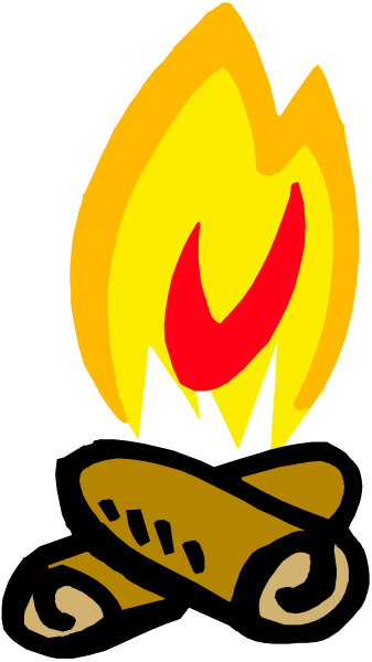 The image shows a stylized depiction of an open flame with red at its core surrounded by yellow flames on top against a black background; there is no text present in this clip-art illustration.