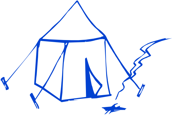 The image shows a tent with lightning bolts around it on top of what appears to be an outdoor surface at nighttime.