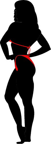 The image shows a black and white striped pattern with an abstract shape that resembles a person's head on top of it in red coloring.