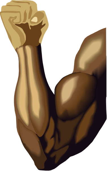 The image shows a stylized graphic of an arm with muscles flexed inside what appears to be a glass case or frame, suggesting it is part of some sort of display or exhibit; there's no text present in this clip-art version.