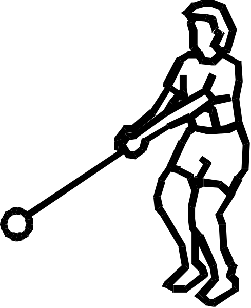 The black and white silhouette of a person playing tennis with racket raised to hit ball on court.