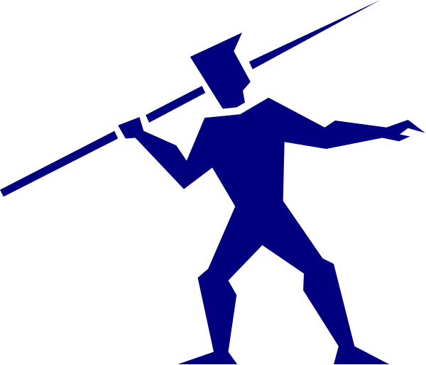 The image shows a black silhouette of an ancient warrior with spear on his back standing next to what appears to be a shield in front of him against a dark background.