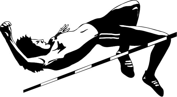 The black and white silhouette of a person on their back with arms outstretched above them, lying down horizontally in what appears to be an indoor space like a room or hallway.