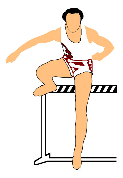 The black and white illustration shows a male figure on an uneven bars apparatus at what appears to be a gymnastics competition.