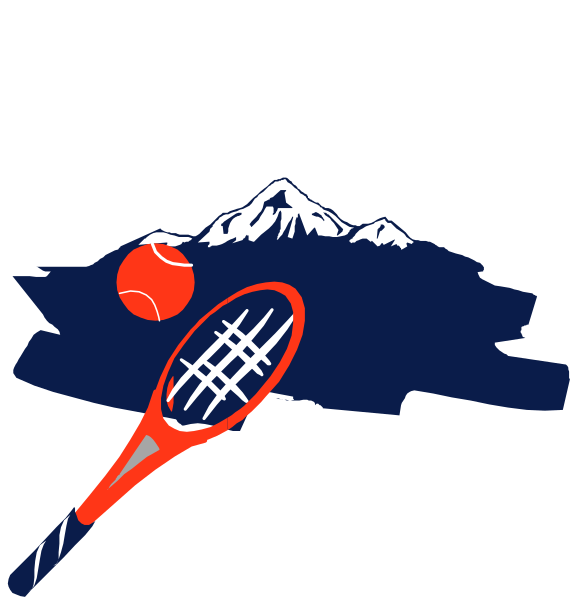 The top half of a split screen shows two images: on the left side is an illustration with text that reads "Welcome to my world," featuring a tennis racket in front of mountains; below it, there's another image showing sports equipment including rackets and balls against a mountain backdrop.