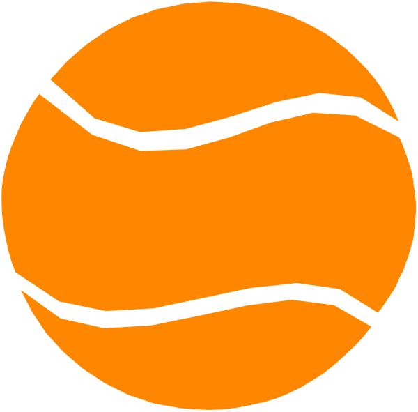 The image shows a graphic with two tennis balls on either side of an orange racket symbolizing a game of tennis.