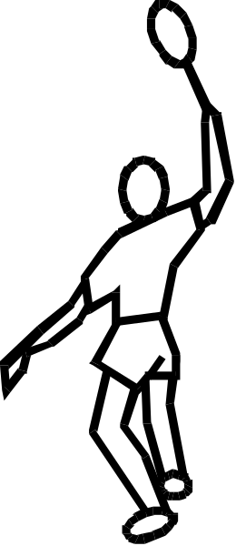 The black and white silhouette of a person playing volleyball on what appears to be an outdoor court with netting in front of them.