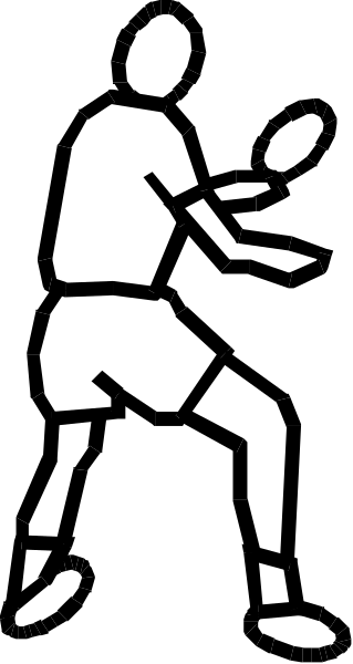 The image shows a black silhouette of an athlete playing tennis on what appears to be a court with white lines against a dark background.