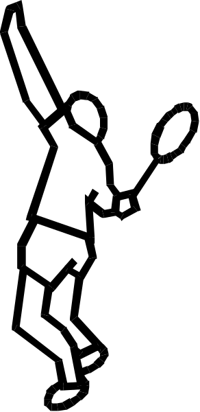 The black and white silhouette of a person swinging an object at another figure who is standing still with their arms outstretched in front of them.