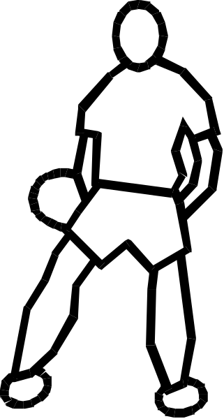 The black and white silhouette of a person playing tennis on a court with a racket.