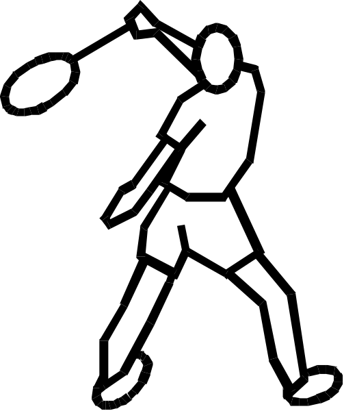 The black and white silhouette of a person playing volleyball with an arm extended to hit the ball above their head on what appears to be a court.