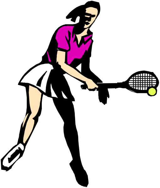 The black and white illustration shows a tennis player holding a racket on court with an intense look of focus while preparing to serve the ball during a match.
